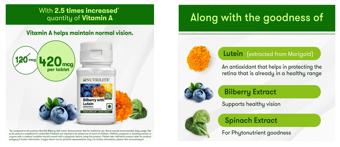 What are the features and benefits of NUTRILITE Bilberry with Lutein